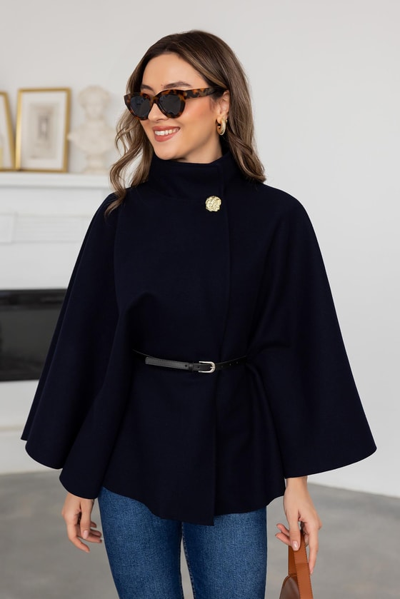 Kemerli Kaşe Panço - LACİVERT