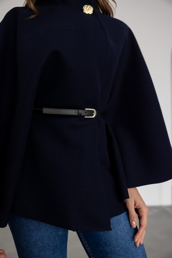 Kemerli Kaşe Panço - LACİVERT