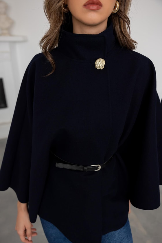 Kemerli Kaşe Panço - LACİVERT