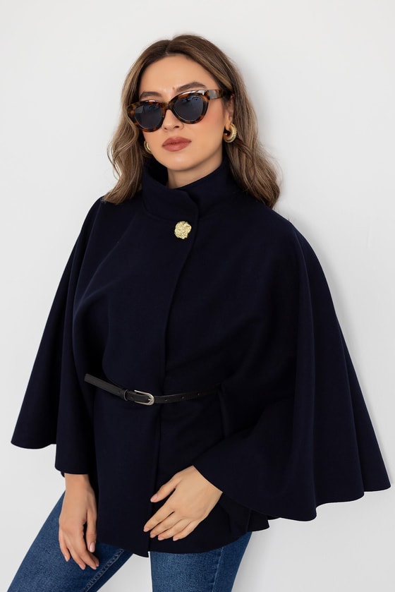 Kemerli Kaşe Panço - LACİVERT