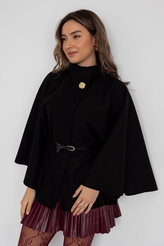 Kemerli Kaşe Panço - SİYAH