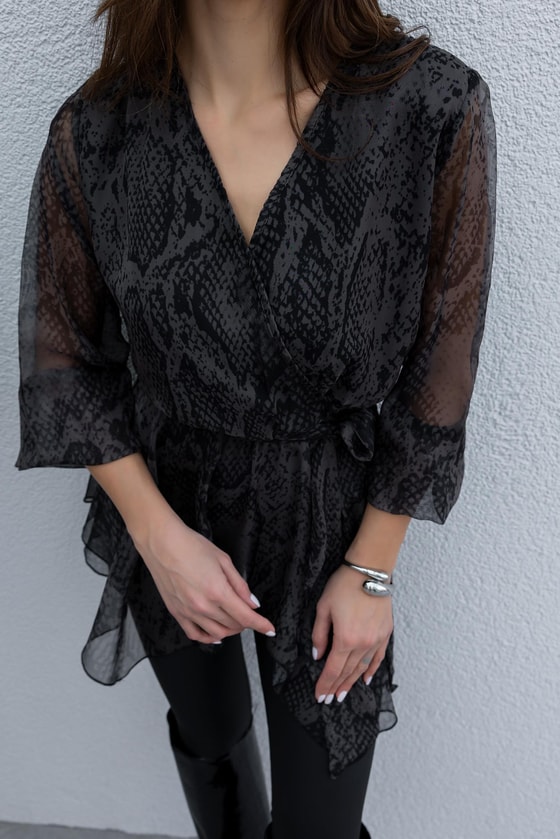 Kruvaze Yaka Bluz - HAKİ