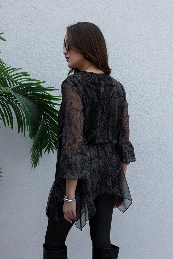 Kruvaze Yaka Bluz - HAKİ