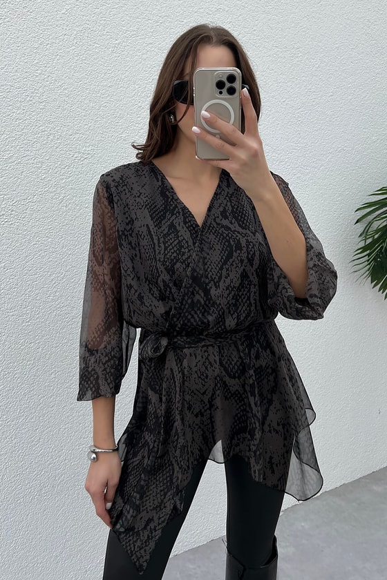 Kruvaze Yaka Bluz - HAKİ