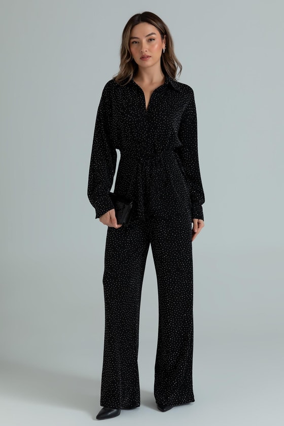 Kuşaklı Işıltılı Takım - SİYAH