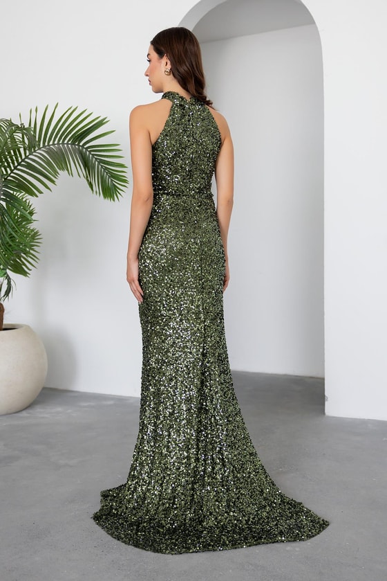 Pul İşlemeli Balık Abiye - HAKİ