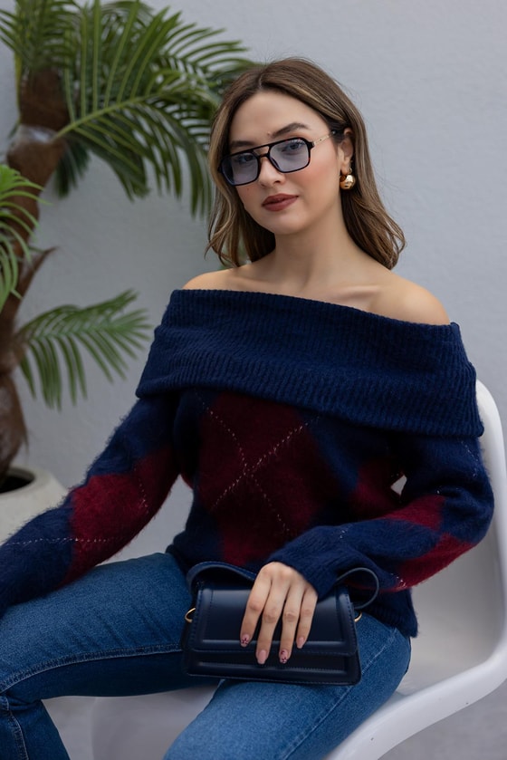 Şal Yaka Kazak - LACİVERT