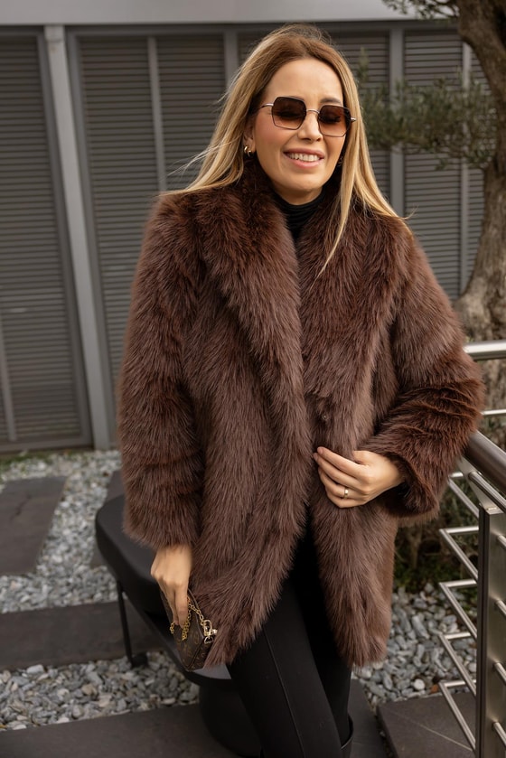 Şal Yaka Kürk - KAHVERENGİ