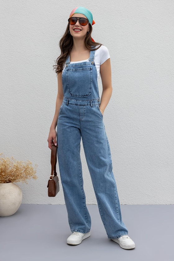 Salopet Denim Tulum - MAVİ