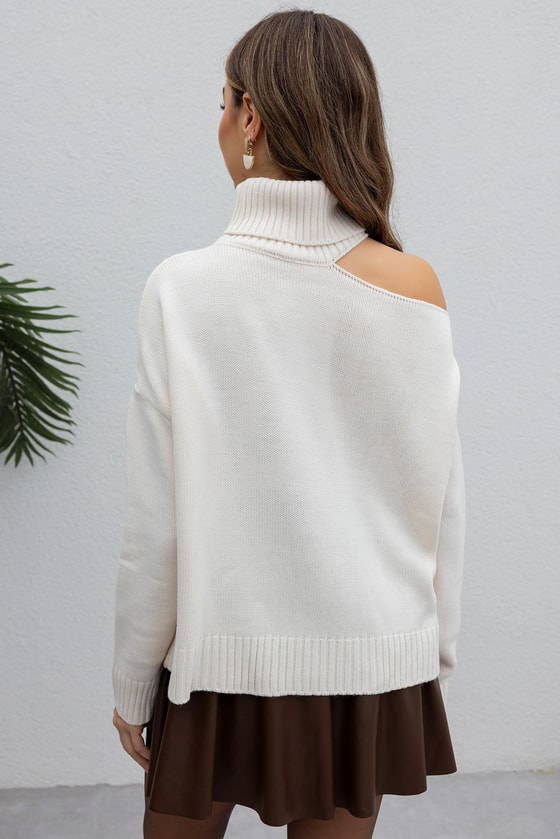 Tek Omuz Balıkçı Kazak - BEYAZ