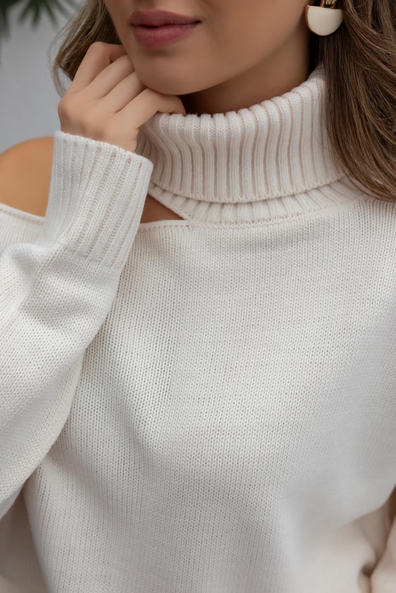 Tek Omuz Balıkçı Kazak - BEYAZ