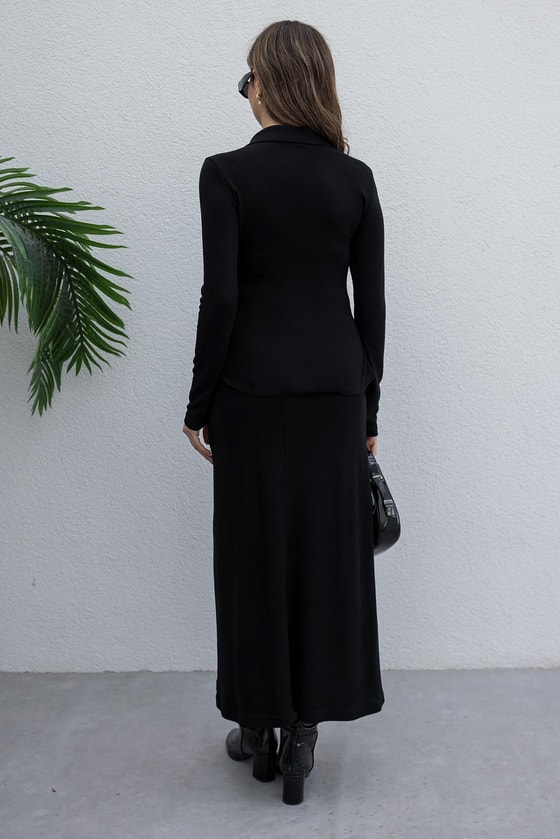 Tokalı Örme Takım - SİYAH