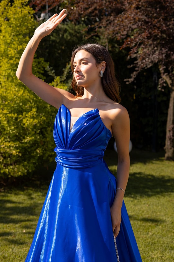 Transparan Sırt Detay Saten Abiye - SAKS