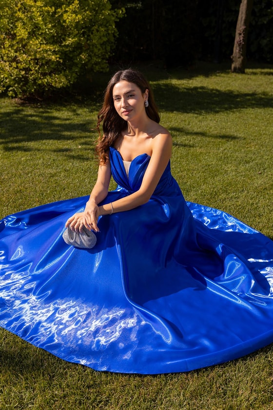 Transparan Sırt Detay Saten Abiye - SAKS