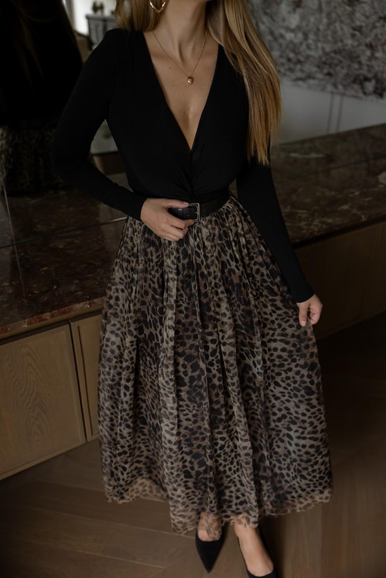 Uzun Leopar Etek - SİYAH
