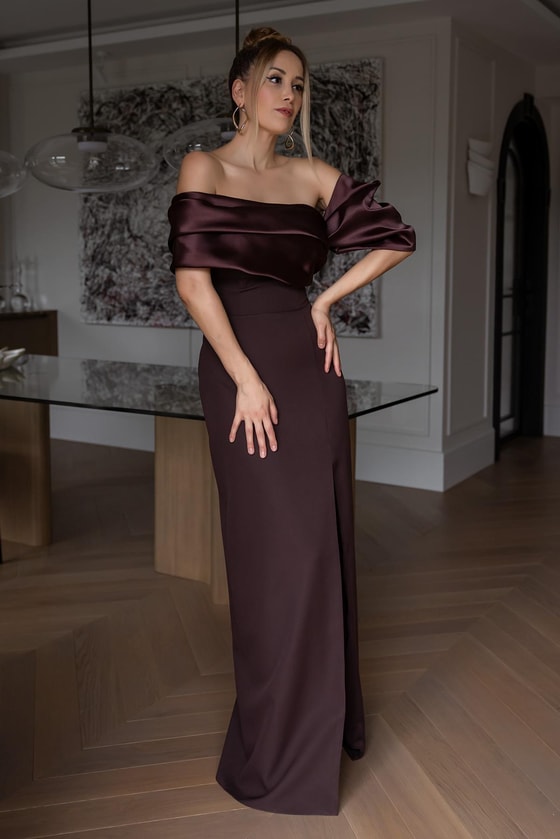 Uzun Tasarım Abiye - KAHVERENGİ