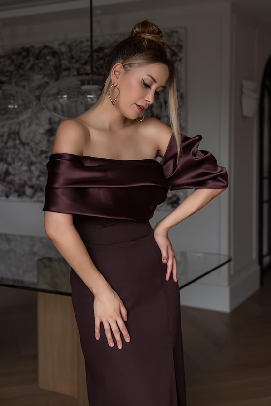 Uzun Tasarım Abiye - KAHVERENGİ