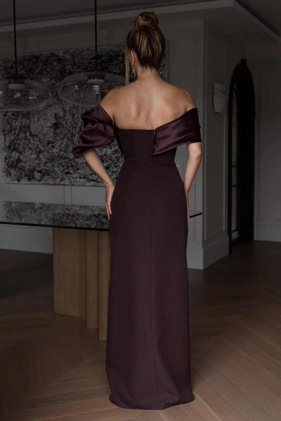 Uzun Tasarım Abiye - KAHVERENGİ