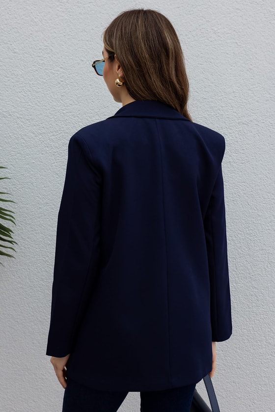 Vatkalı Blazer Ceket - LACİVERT