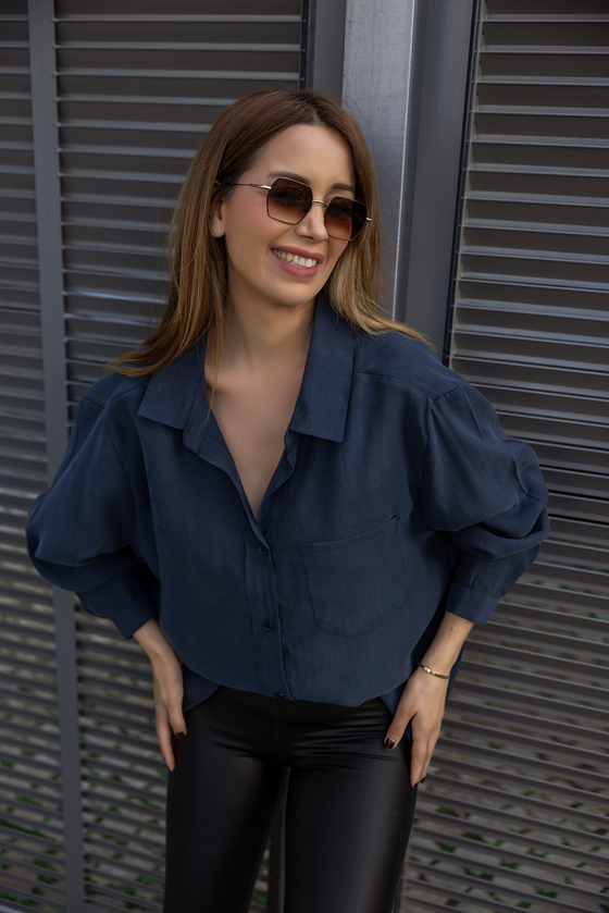 Dokulu Salaş Gömlek - FÜME