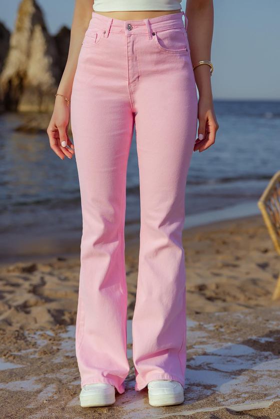 İspanyol Paça Pantolon - PEMBE