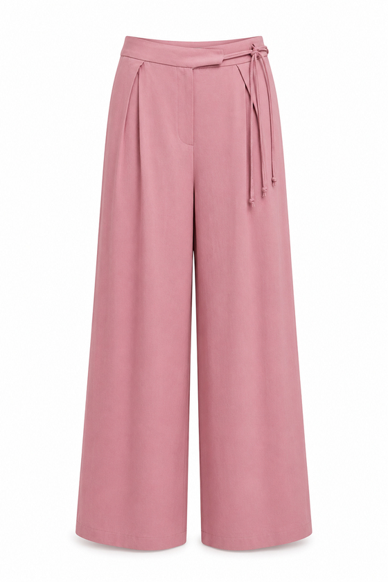 Keten Palazzo Pantolon - PEMBE