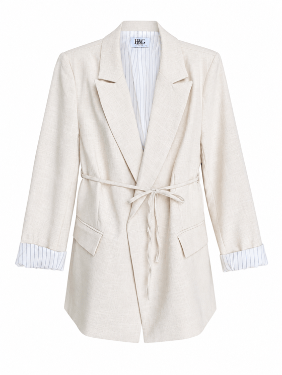 Kuşaklı Blazer Ceket - BEJ