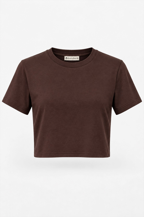 MGZ Basic Crop T-shirt - KAHVERENGİ
