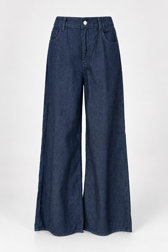 MGZ Bol Paça Denim Pantolon - LACİVERT