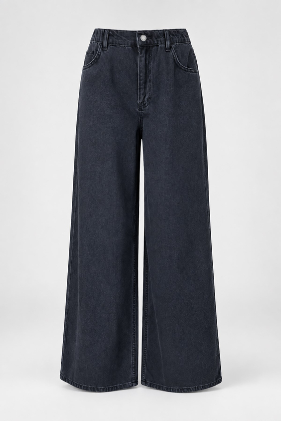 MGZ Bol Paça Denim Pantolon - SİYAH
