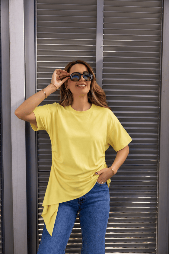 MGZ Büzgü Detaylı T-Shirt - SARI