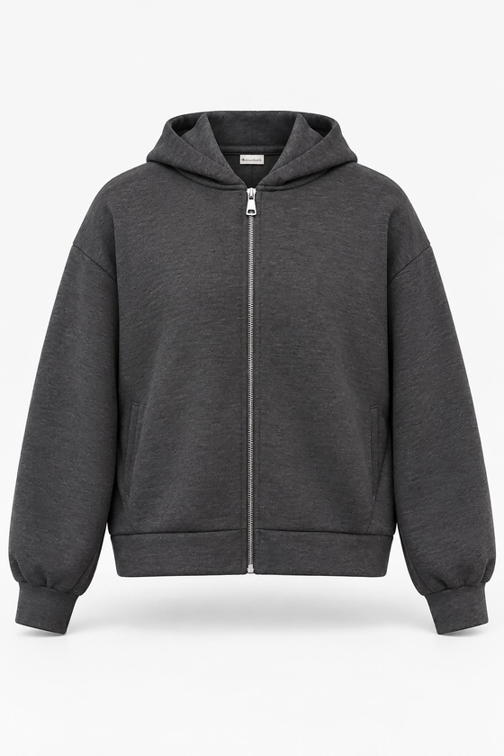 MGZ Kapüşonlu Fermuarlı Crop Sweat - ANTRASİT