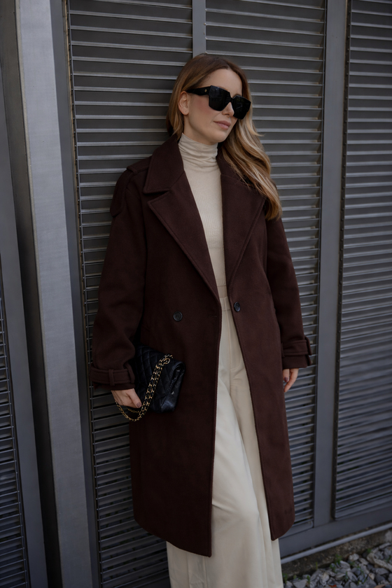 MGZ Kol Manşetli Kaban - KAHVERENGİ