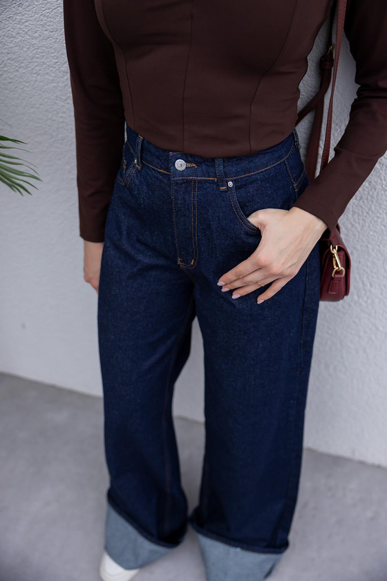 Paça Katlı Jean - LACİVERT