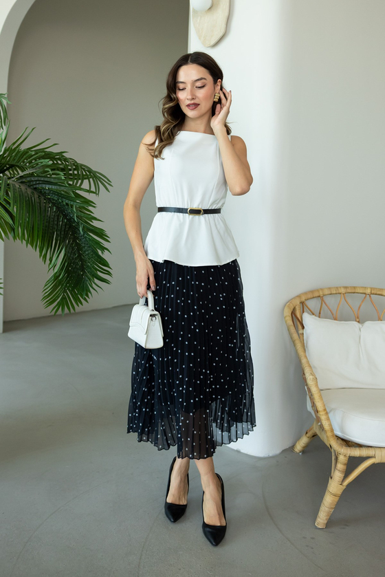 Peplum Detaylı Elbise - EKRU