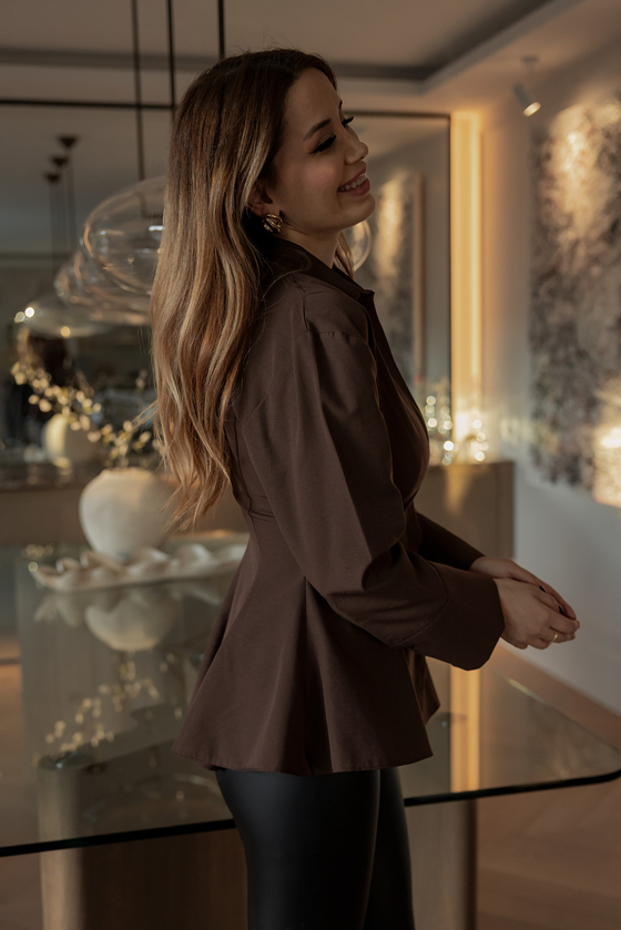 Pileli Poplin Gömlek - KAHVERENGİ