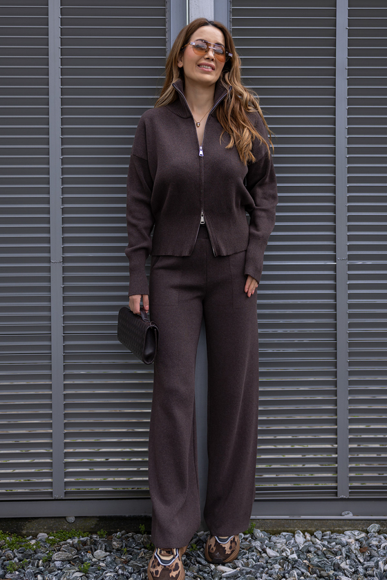 Premium Çift Fermuarlı Takım - KAHVERENGİ