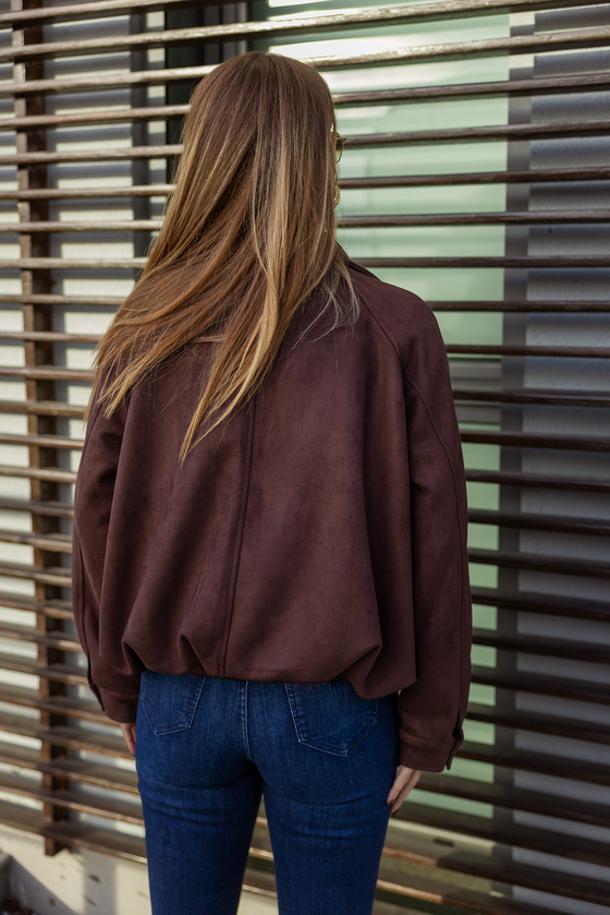 Süet Bomber Ceket - KAHVERENGİ