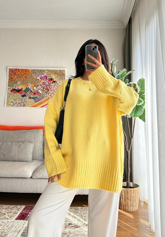 Airi Oversize Vintage Kazak Sarı