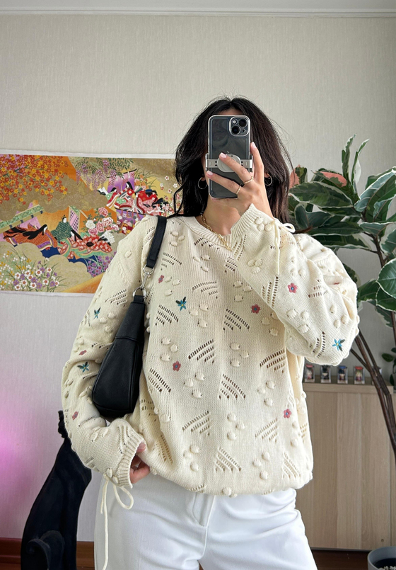 Hika Oversize Pütürlü Kazak Bej