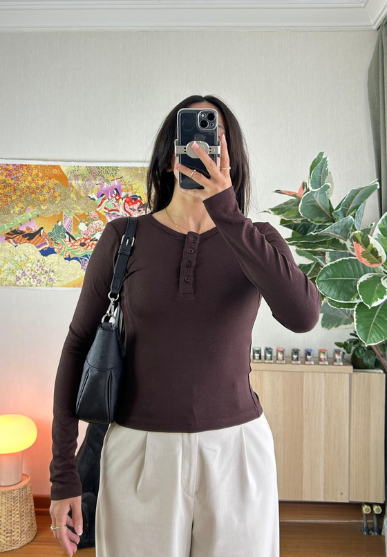 Kiera düğmeli Body Kahve