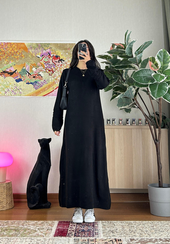 Megumi Triko Elbise Siyah