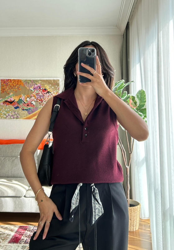 Meina Polo Yaka Süveter Bordo