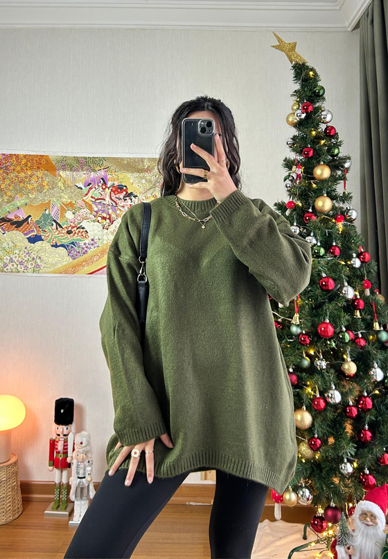 Mirua Basic Oversize Triko Kazak Haki