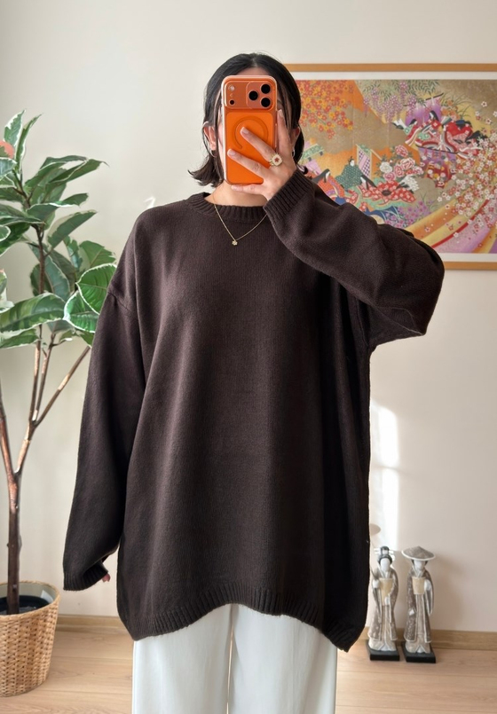 Mirua Basic Oversize Triko Kazak Kahve