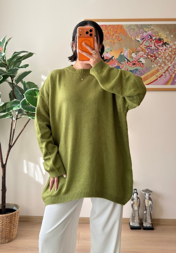 Mirua Basic Oversize Triko Kazak Yeşil