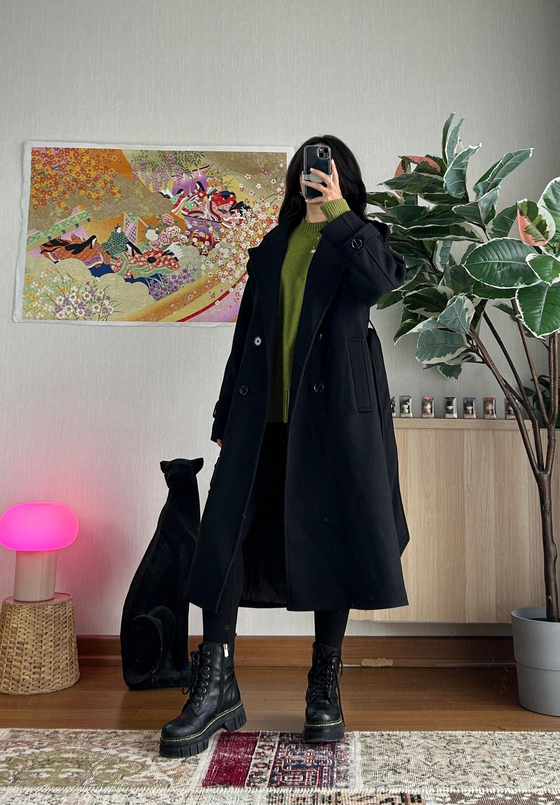 Mizuki Kaşe Kaban Siyah 