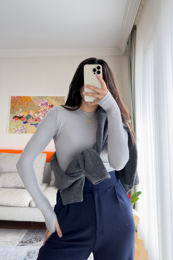 Os Parmak Geçmeli Body Gri