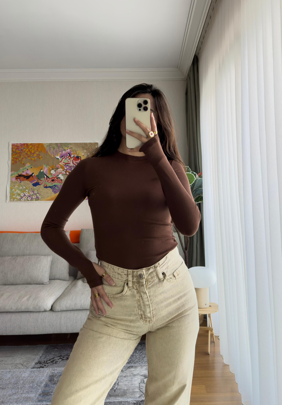 Os Parmak Geçmeli Body Kahve