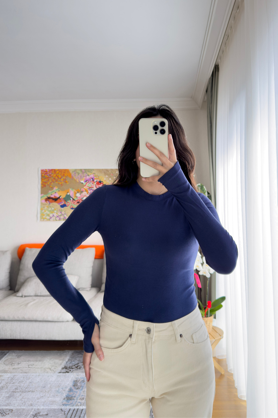 Os Parmak Geçmeli Body Lacivert